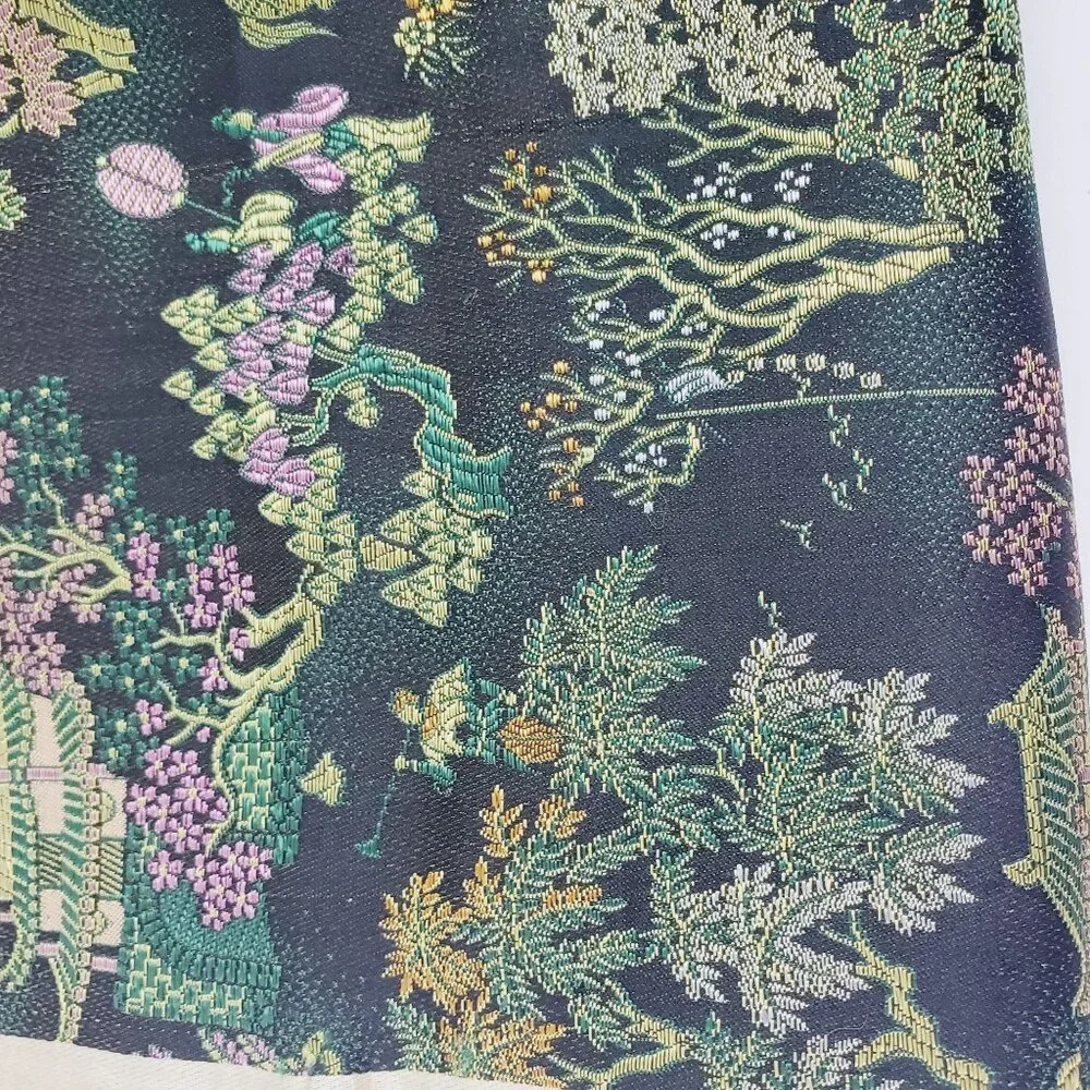 Vtg 100% Silk Brocade Jacquard Fabric By Yard - Picture 5 of 6